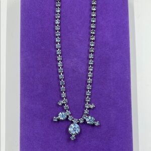 💛 Elegant Vintage Coro Silver Blue Crystal Necklace